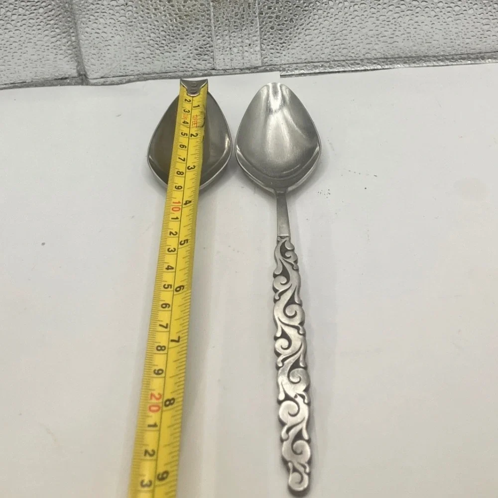 Lyon Stainless Florentine scroll‎ Spoons Set of 2 Vintage Serving Tablespoon